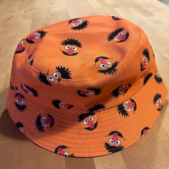 Ernie Bucket Hat Orange Black Reversible Unisex Sesame Street Cartoon Fisherman - Picture 4 of 14